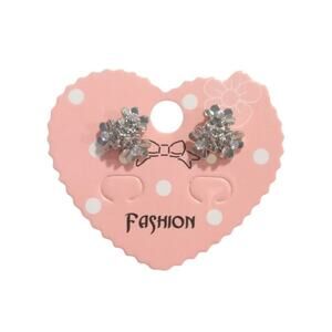 Three Flowers Silver Plated Stud Earrings Women Girls Fashion Jewelry Gift